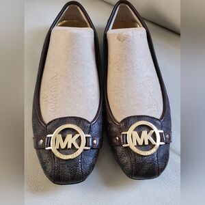 Size 8 Michael Kors Fulton Ballet Flats Slip On Women's Shoes Brown Logo BlkBox